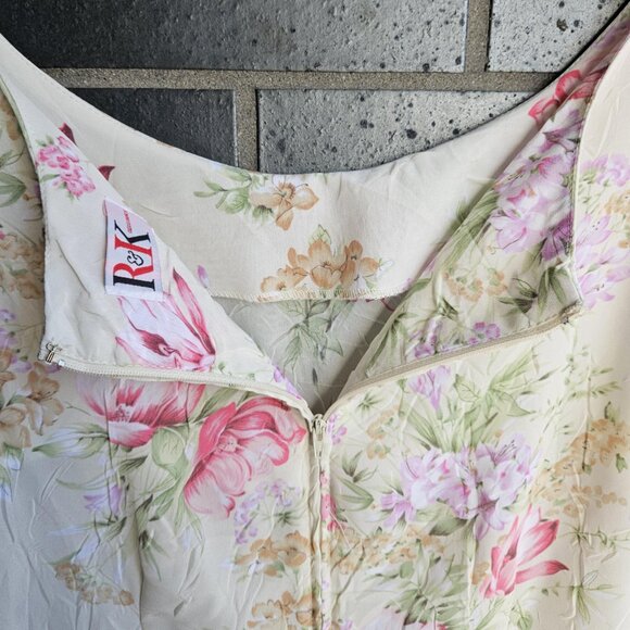 Vintage R&K Originals Light Cream Floral Cottage Style Maxi/Flare Dress Size M - Picture 8 of 16